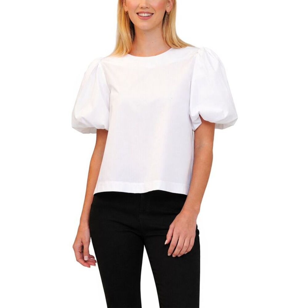 Why Dress Womens  Puff Sleeve Top, White
